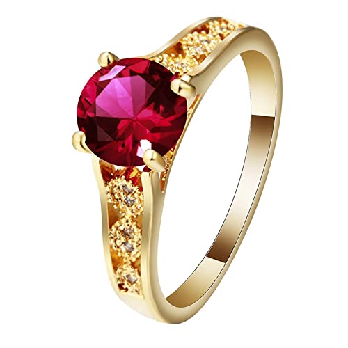 Freundschaftsringe Damen, Ringe Damen Ich Liebe Dich Hohler Runder Zirkonia Gold Rot Größe 60 (19.1) von Aotiwe