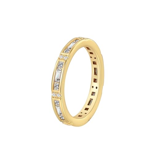 Freundschaftsringe Damen, Unisize Ring Gold Geometrische form mit Rechteckschliff Moissanit 14K Gelbgold Größe 53 (16.9) von Aotiwe