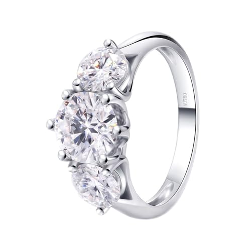 Freundschaftsringe Zart, Ring Frau 6 Zacken Rund 8x8mm mit 2ct Moissanite Silber 14K Weißgold Größe 47 (15.0) von Aotiwe
