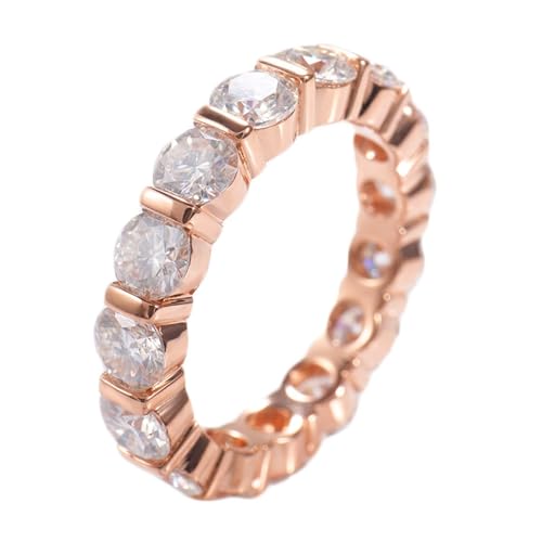 Freundschaftsringe Zart, Ring Set Damen Ewigkeit mit Rundschliff Moissanit 14K Rosegold Größe 56 (17.8) von Aotiwe