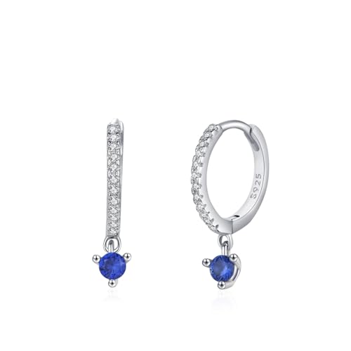Hängende Ohrringe Damen, Sterling Silber Ohrringe Silber Blau Rund mit Zirkonia Beste Freundin Geschenke Hängende Ohrringe Damen, Sterling Silber Ohrringe Silber Blau Rund mit Zirkonia Beste Freundin Geschenke von Aotiwe
