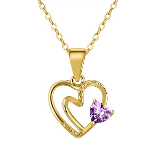 Halskette für Freundin, Necklace Women Bridal Herzförmig Damen Halskette ohne Anhänger Lila mit Amethyst 925 Silber von Aotiwe