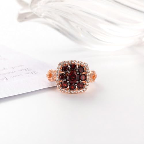 Heiratsantrag Ring, Ring Silber Damen mit Rotem Granat 925 Silber Größe 65 (20.7) Geschenk Hochzeit von Aotiwe