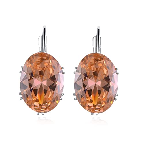 Modeschmuck Ohrringe Set, Hängeohrringe Damen Vintage Ovaler Solitär Silber Champagner mit Ovalschliff Zirkonia Weiß Vergoldet 27mm von Aotiwe