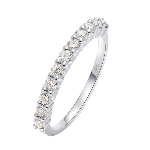 Modeschmuck Ringe, Eheringe Vintage Stapelbarer Ring mit Weiß Rundschliff Erstellter Diamant 14K Weißgold Größe 62 (19.7) von Aotiwe