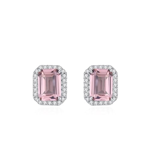 Ohrhänger Damen Silber, Ohrstecker Silber 925 Rechteckiger Heiligenschein mit Rosa Zirkonia Ohrhänger Damen Silber, Ohrstecker Silber 925 Rechteckiger Heiligenschein mit Rosa Zirkonia von Aotiwe