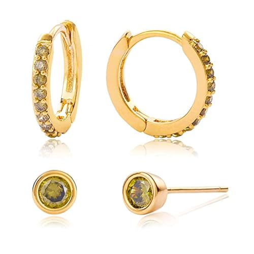 Ohrhänger Mädchen, Damen Ohrringe Elegant 2 Stück mit Olivgrüner Zirkon Gold 925 Silber von Aotiwe