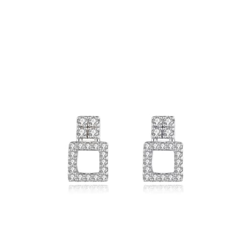 Ohrringe Gold Set 925, Silber Ohrringe Ohrstecker Groß Hohles Quadrat mit Rundschliff Weiß Zirkonia von Aotiwe
