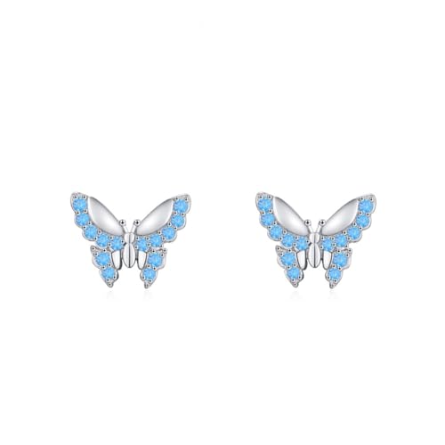 Ohrringe Hochzeit Stecker, Ohrringe Set 925 Silber Blau Schmetterling mit Rundschliff Blau Zirkonia Ohrringe Hochzeit Stecker, Ohrringe Set 925 Silber Blau Schmetterling mit Rundschliff Blau Zirkonia von Aotiwe