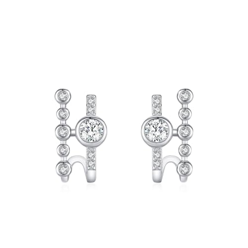 Ohrringe Set Boho, Ohrstecker Set Damen Silber Geometrisch mit Rundschliff Weiß Zirkonia 925 Silber von Aotiwe