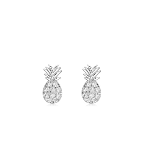 Ohrringe Set Silber, Ohrringe Boho Vintage Ananas mit Rundschliff Weiß Zirkonia 925 Silber von Aotiwe