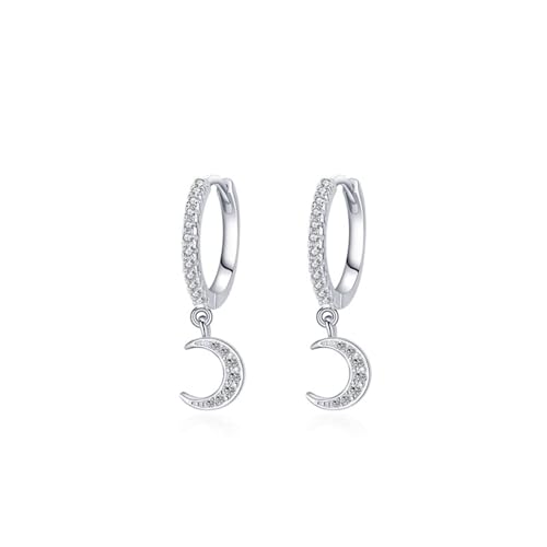 Ohrringe Set Silber Hängend, Earrings For Women Large Mond mit Rundschliff Weiß Zirkonia 925 Silber von Aotiwe