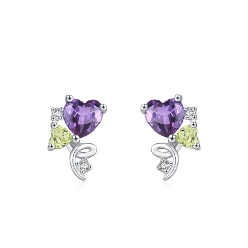 Ohrringe Silber, Boho Ohrringe Herz mit Lila Zirkonia 925 Silber Geschenk 18 Geburtstag Mädchen von Aotiwe