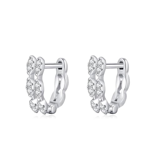 Ohrringe Silber Creolen Set, Earrings 925 Geometrische U-Form mit Zirkonia Jahrestag Geschenk von Aotiwe