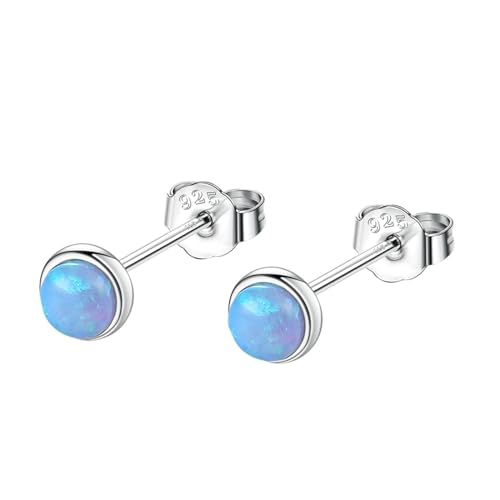 Ohrstecker Blau, Ohrringe Silber 925 Stecker Geometrische Kreise C Ohrringe Damen mit Opal 925 Silber von Aotiwe