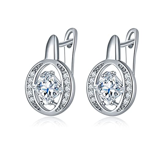 Ohrstecker Damen Modern, Damen Ohrringe Modeschmuck Rautenform mit Zirkonia Weiß Kupfer von Aotiwe