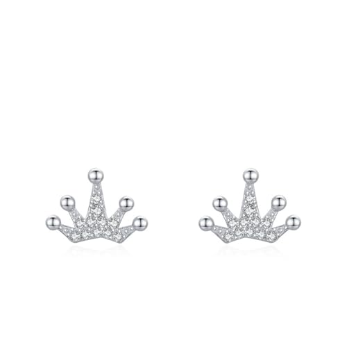 Ohrstecker Set Boho, Earrings Elegant Silber Krone mit Rundschliff Weiß Zirkonia 925 Silber von Aotiwe