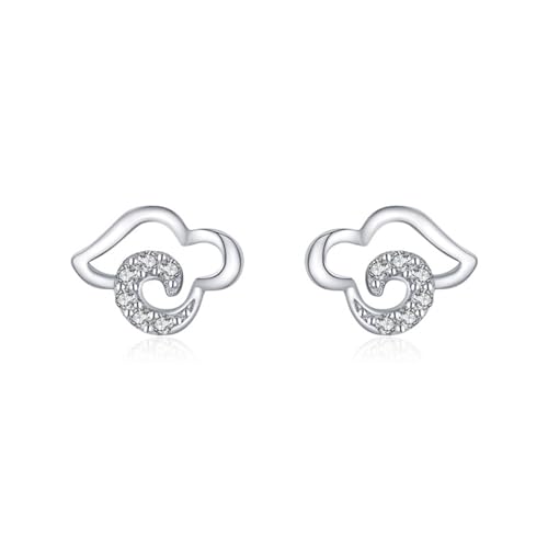 Ohrstecker Set Klein, Earrings For Women Large Silber Hohle Wolke mit Rundschliff Weiß Zirkonia 925 Silber von Aotiwe