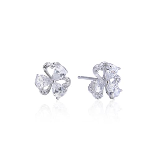 Ohrstecker Silber Set, Ohrstecker Silber 925 Klein Blumen Ohrringe Damen Vintage mit Weiß Tropfenschliff Zirkonia 9.8mm von Aotiwe