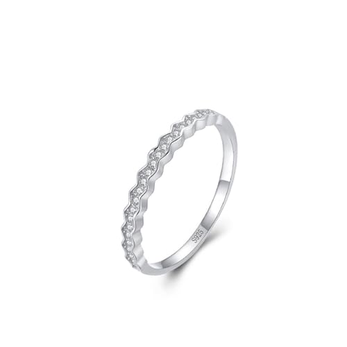 Promise Ring, 925 Silber Ringe Silber Ripple mit Zirkon Größe 52 (16.6) Beste Freundin Geschenke von Aotiwe