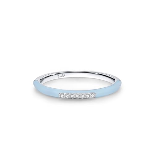Promise Ring Beste Freundin, Sterling Silber Ring Silber Blau Blauer Emaille mit Zirkon Größe 60 (19.1) von Aotiwe