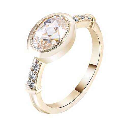 Promise Ring Frau, Vintage Ring Einfach mit 3Ct Ovalschliff Moissanit 9K Gold Größe 53 (16.9) von Aotiwe