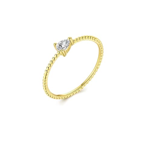 Promise Ring for Women, Ring Gold Damen Ehering Wassertropfen mit Moissanit 9K Gelbgold Größe 56 (17.8) von Aotiwe