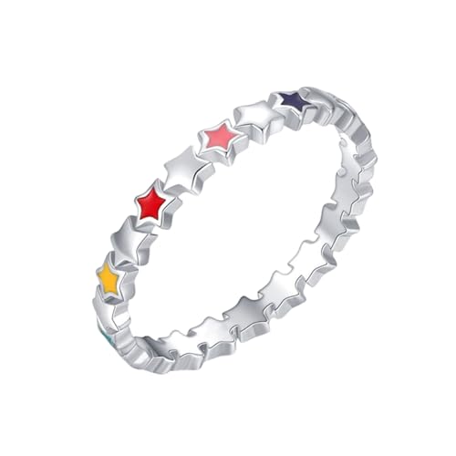 Ring Damen Daumen, Ring Weißgold Ehering 9K Stern Größe 60 (19.1) Geschenk für Damen von Aotiwe