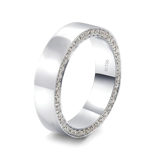 Ring Damen Silber Set, Freundschaftsringe Damen Bandring mit Moissanit 925 Silber Größe 53 (16.9) von Aotiwe