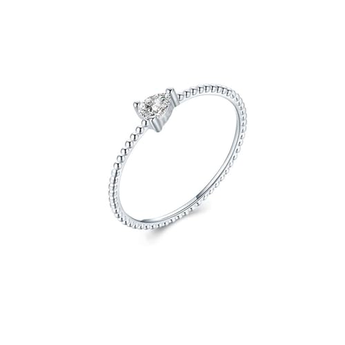 Ring Damen Weißgold 9K, Freundschaftsringe Wassertropfen mit Moissanit Größe 49 (15.6) von Aotiwe