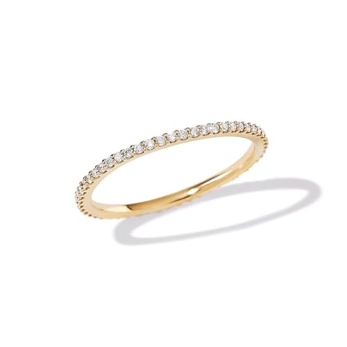 Ring Frauen Gold, Eheringe Ewigkeit mit Rundschliff Moissanit 9K Gelbgold Größe 49 (15.6) von Aotiwe