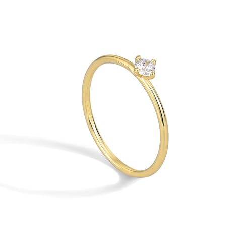 Ring Set Damen, Eheringe in Gold Solitaire 4 Klauen mit Rundschliff Moissanit 9K Gelbgold Größe 62 (19.7) von Aotiwe