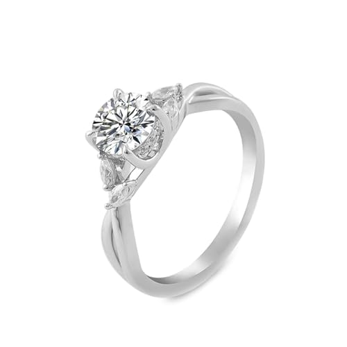 Ring Set Damen, Freundschaftsringe Zart mit Rundem 1 Karat Moissanit 18K Weißgold Größe 57 (18.1) von Aotiwe