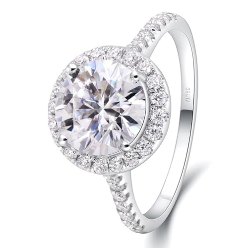Ring Silber, Fingerring Damen Set Runde Form mit 0,5Kt Kreiertem Diamant 18K Weißgold Größe 57 (18.1) von Aotiwe