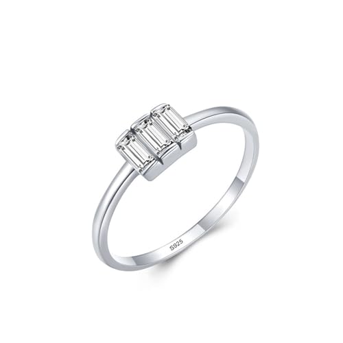 Ring Silber 925 Damen, Silber Ringe Dünn Rechteckiger Zirkon Größe 49 (15.6) Lustige Geschenke von Aotiwe