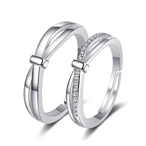 Ring Silber Herren Breit, Promise Ring Man Schleife mit Zirkonia Mens Ring Größe Verstellbar Geschenk Hochzeitstag von Aotiwe