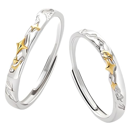 Ring Silber Herren Schmal, Promise Ring Man Stern 925 Silber Verstellbar Geschenk Werdender Papa von Aotiwe
