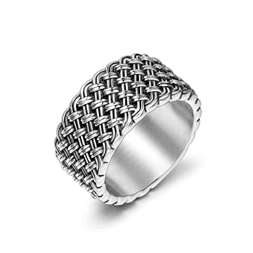 Ring Silber Love, Herren Ringe Edelstahl Gotischer Geflochtener Ring Breite 11,2 mm Größe 54 (17.2) von Aotiwe