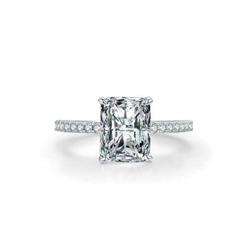 Ring Sterling Silber, Verlobungsringe Damen Silber Ewigkeit mit Rechteckigem Solitär mit Vier Krappen Größe 57 (18.1) von Aotiwe