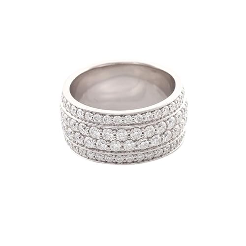 Ring Weißgold Mann 14K, Verlobungsring Silber Mann Eternity Round mit Moissanit Größe 56 (17.8) von Aotiwe