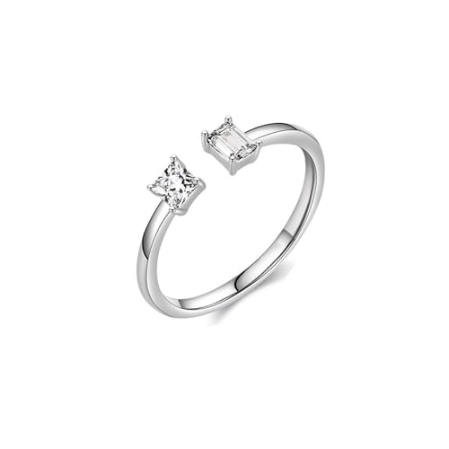 Ring Women, Eheringe Weissgold Dünn 9K Geometrie mit Moissanit Größe 52 (16.6) Dankeschön Geschenke von Aotiwe