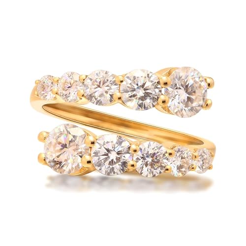 Ringe Damen Dünn, Knuckle Ring mit Offener Mündung 14K Weißgold mit Weiß Moissanit Größe 67 (21.3) von Aotiwe