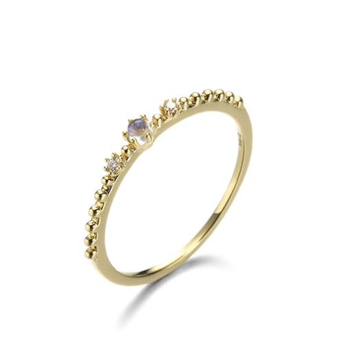 Ringe Damen Vintage, Eheringe Damen Fünf Klauen Getriebe mit Weiß Rundschliff Mondstein 18K Gold Größe 61 (19.4) von Aotiwe