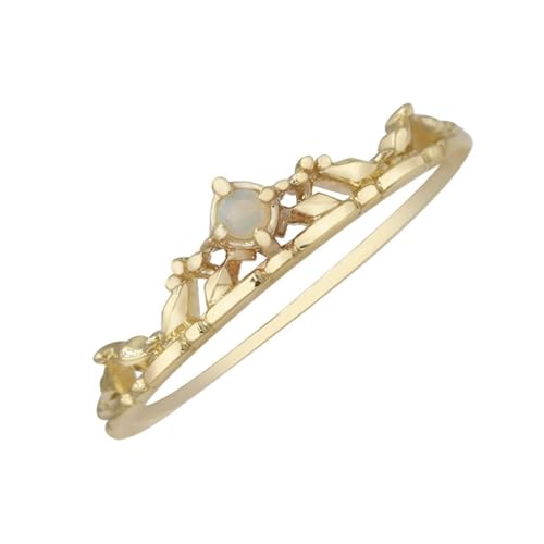 Ringe Frauen Verlobung, Freundschaftsringe Vergoldet Krone mit Opal 18K Gelbgold Größe 45 (14.3) von Aotiwe