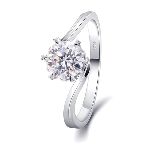 Ringe Frauen Vintage, Eheringe Silber Set Schneeflocke Herz mit 1ct Moissanit 14K Weißgold Größe 63 (20.1) von Aotiwe