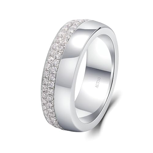 Ringe Silber, Eheringe Damen Bandring mit Moissanit 925 Silber Größe 60 (19.1) Geschenk Hochzeit von Aotiwe