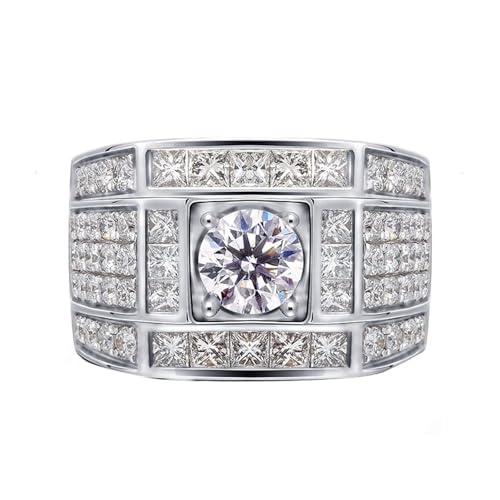Schmuck Ring, Eheringe Silber Eleganter Stil mit 0,5 Karat Natürlichem Diamanten 14K Weißgold Größe 61 (19.4) von Aotiwe