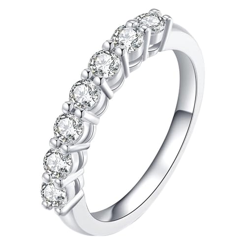 Schmuck Ringe, Eheringe Deko Hochzeit Stapelbarer Ring mit Weiß Rundschliff Erstellter Diamant 18K Weißgold Größe 62 (19.7) von Aotiwe