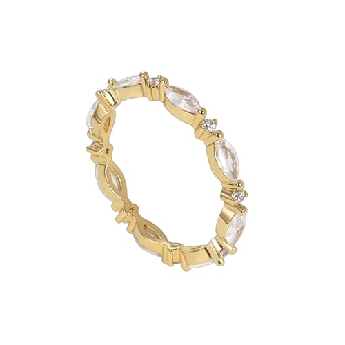 Schmuck Ringe Damen, Freundschaftsringe Freundinnen Gold Ewigkeit mit Marquiseschliff Moissanit 9K Gelbgold Größe 45 (14.3) von Aotiwe