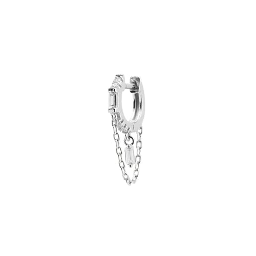 Silber Ohrringe Damen 925, Frauen Schmuck Ohrringe Ketten Creolen mit Zirkonia Silber Weiß 1 Stück Silber Ohrringe Damen 925, Frauen Schmuck Ohrringe Ketten Creolen mit Zirkonia Silber Weiß 1 Stück von Aotiwe